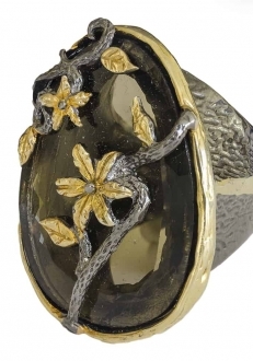 Smokey Topaz Flower RIng