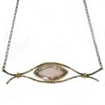 Pink Quartz with Gold Plated Silver Necklace