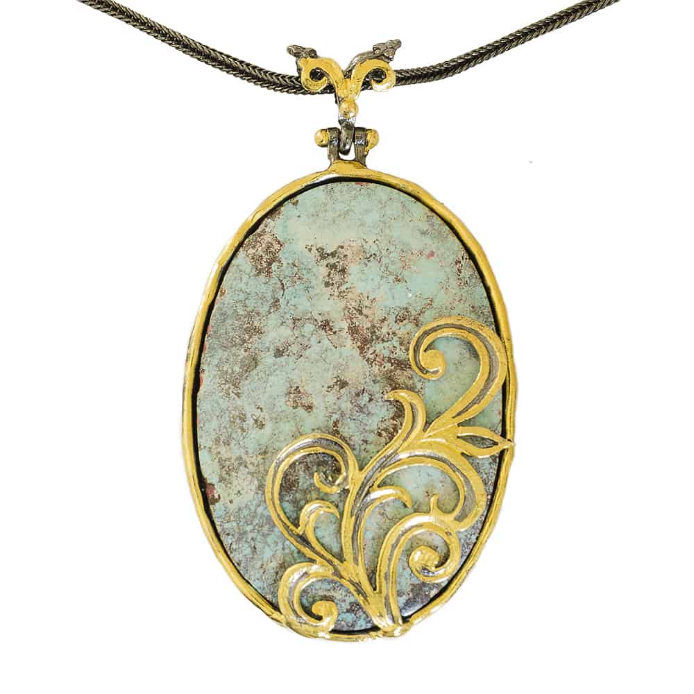 Turquoise Pendant with Gold Detail