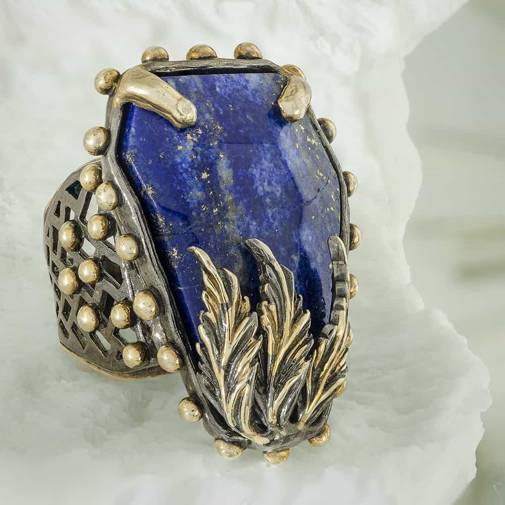 Exotic Lapis Lazuli Leaf Ring