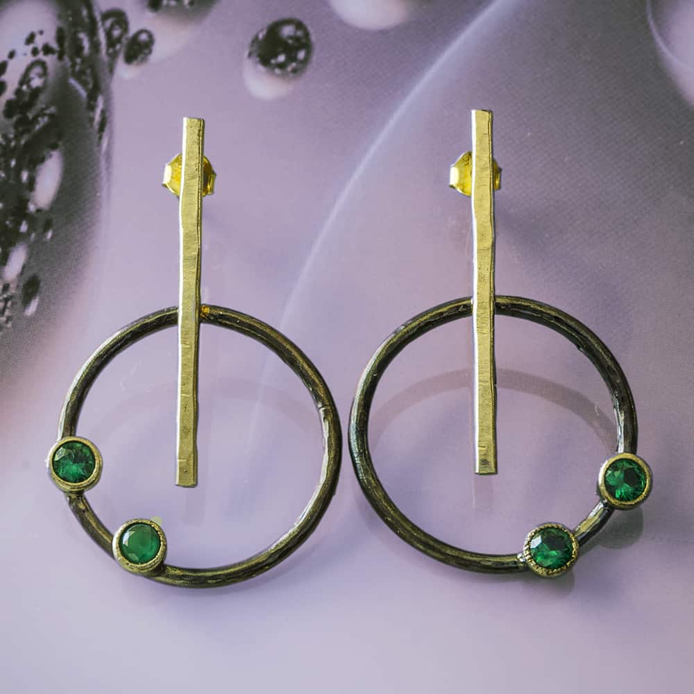 Green Crystal Eclipse Earrings