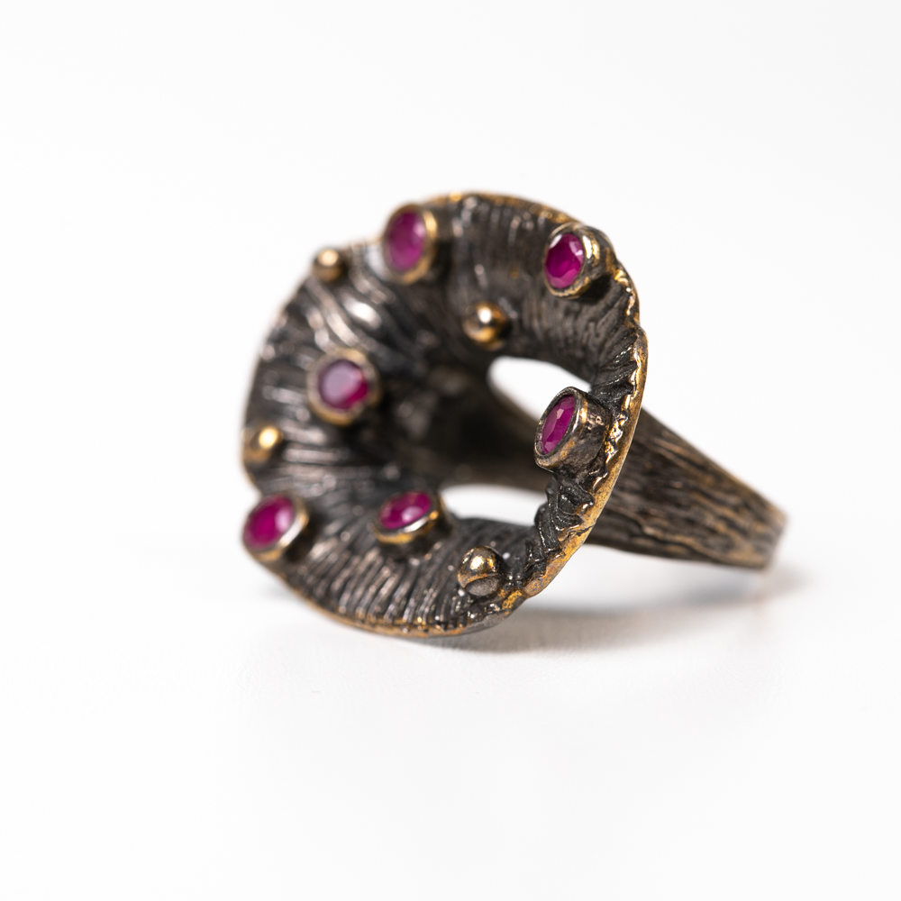 Flower RIng with Ruby Morning Dew