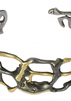 Contemporary Gold and Pewter Twisted Cuff