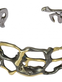 Contemporary Gold and Pewter Twisted Cuff