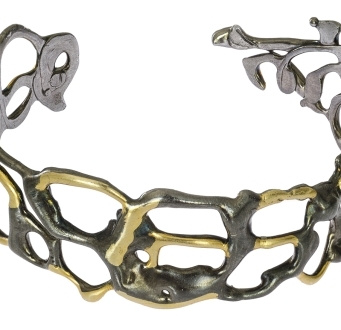 Contemporary Gold and Pewter Twisted Cuff