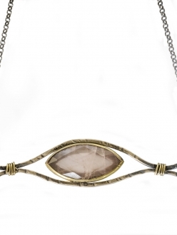 Pink Quartz with Gold Plated Silver Necklace
