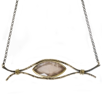 Pink Quartz with Gold Plated Silver Necklace