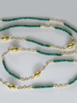 Raw Emerald Necklace with Swarovski Crystals and Gold Accents
