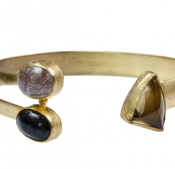 Tiger Eye, Onyx and Quartz Cuff
