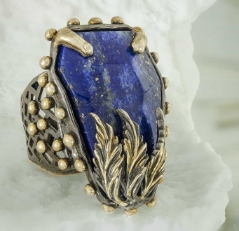 Exotic Lapis Lazuli Leaf Ring