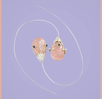 Silver and Pink Quartz Earrings