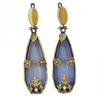 Stunning Baroque Blue Sapphire Earrings