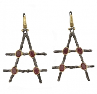 Modern Chandelier Ruby Earrings