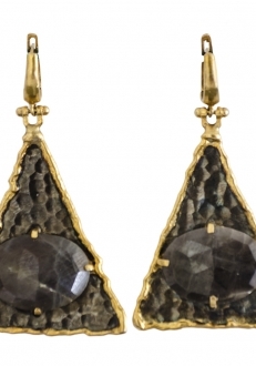 Contemporary Sapphire Triangle Earrings