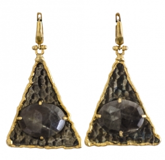 Contemporary Sapphire Triangle Earrings