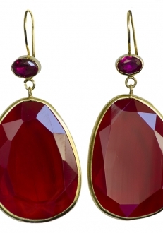 Garnet Crystal Faceted Earrings