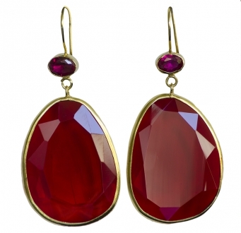 Garnet Crystal Faceted Earrings