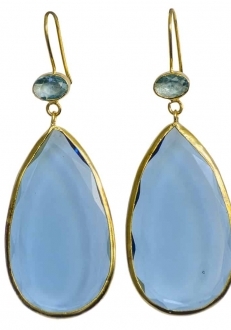 Aquamarine and Crystal Quartz Earrings