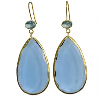 Aquamarine and Crystal Quartz Earrings