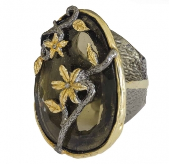 Smokey Topaz Flower RIng