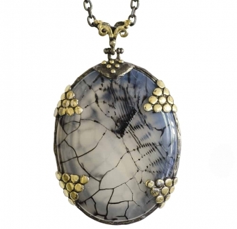 Unique Blue-Gray Agate Pendant