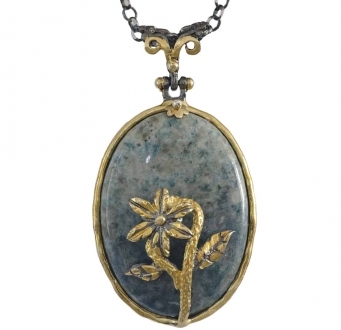 Apatite Stone with Flower Pendant