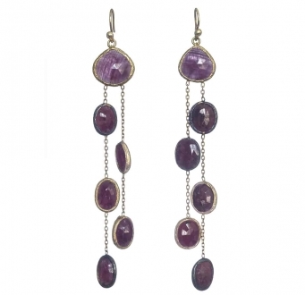 Raw Ruby Chandelier Earrings
