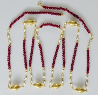 Raw Ruby Swarovski Crystal Necklace with Gold Accents
