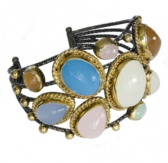 Multi-stone Silver Cuff