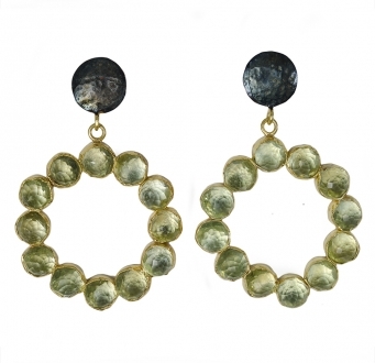Retro Green Quartz Bubble Earrings