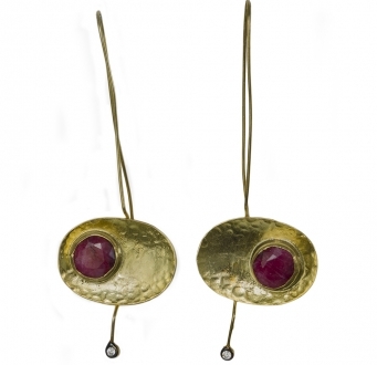 Mid-Century Modern Strawberry Ruby Earrings