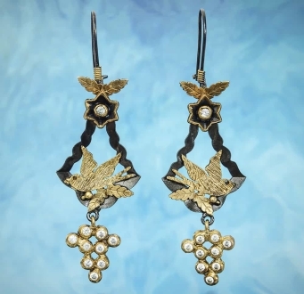 Tranquility Bird and Flower Chandelier Earrings