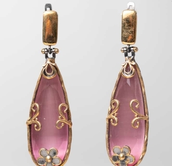 Pink Quartz Teardrop Earrings