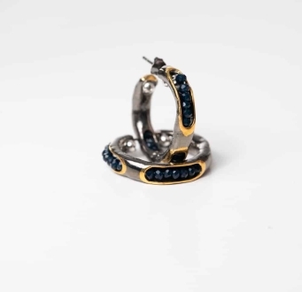 Raw Sapphire Embedded Hoop Earrings