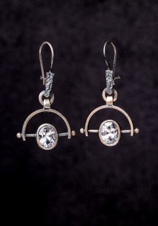 Burnished Silver Earrings with Cubic Zirconium