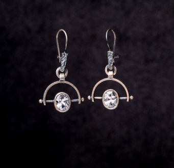 Burnished Silver Earrings with Cubic Zirconium