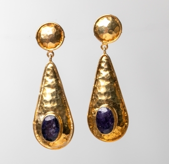 Raw Blue Sapphire Teardrop Earrings