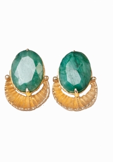Cairo Raw Emerald Earrings