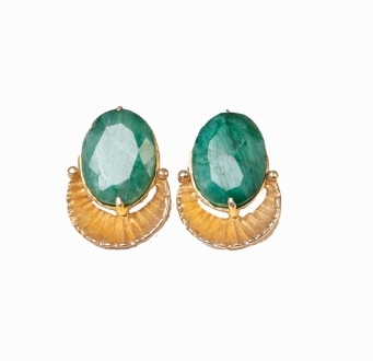 Cairo Raw Emerald Earrings