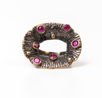 Flower RIng with Ruby Morning Dew