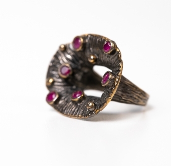 Flower RIng with Ruby Morning Dew