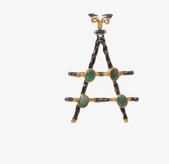 Contemporary Silver and Raw Emerald Pendant