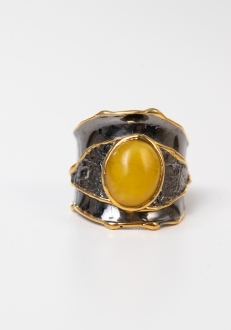 Medusa Inspired Dome Ring with Honey Amber