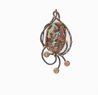 Waterfall Turquoise Pendant with Crystal Accents