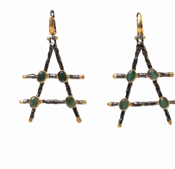 Raw Emerald Pyramid Earrings