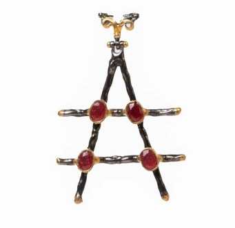 Raw Ruby Pyramid Pendant