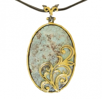 Turquoise Pendant with Gold Detail