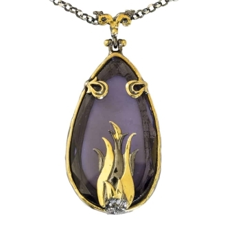 Purple Crystal Teardrop Pendant