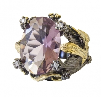 Pink Crystal Ring with Swarovski Accents