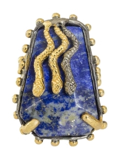 Exotic Lapis Lazuli Ring with Gold Snakes